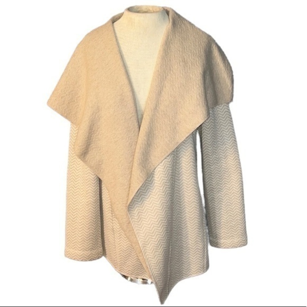Adrienne Vittadini cardigan sweater womens size large tan/cream 50% wool
